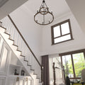 12 Light Living Room Steel Dimmable Candle Style Wagon Wheel Chandelier Ul Certified Walnut Ceiling Lights Steel Metal