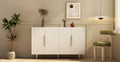 White Modern Buffet Cabinet With Storage, Fluted Sideboard Large Buffet With Adjustable Shelves, Credenza, Accent Cabinet Console Table White Mdf