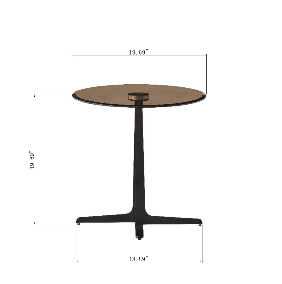 End Table Glass Top Side End Drink Table Tall Modern Round Accent Metal Nightstand Furniture For Living Room, Dorm, Home Office, And Bedroom 19.69" Round Brown Blass Matte Black Black Brown Primary Living Space Classic,European Round Ceramic Mdf