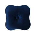 Ellen Upholstered Cr Ottoman With Gold Bullion Fringe, Navy Blue Velvet Navy Blue Foam Velvet