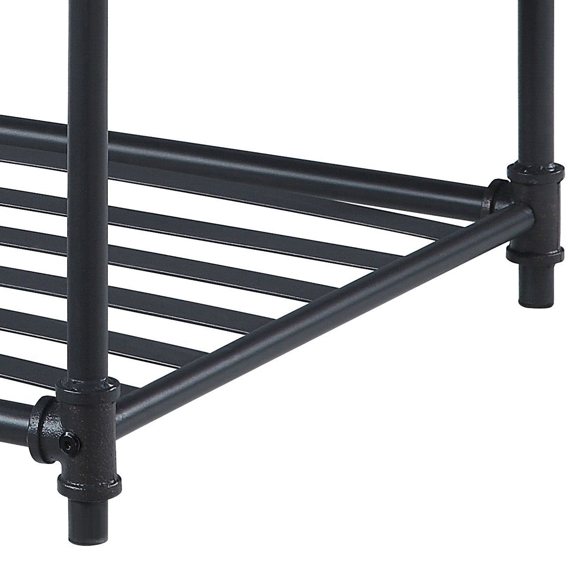 Oak And Sandy Black End Table With Slatted Lower Shelf Oak Primary Living Space Industrial Drawers Rectangular Wood Metal