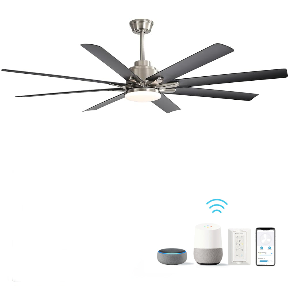 66 Inch Low Profile Abs Ceiling Fan With Dimmable Lights And Smart Remote Control 6 Speed Reversible Noiseless Dc Motor For Indoor Brushed Nickel Abs