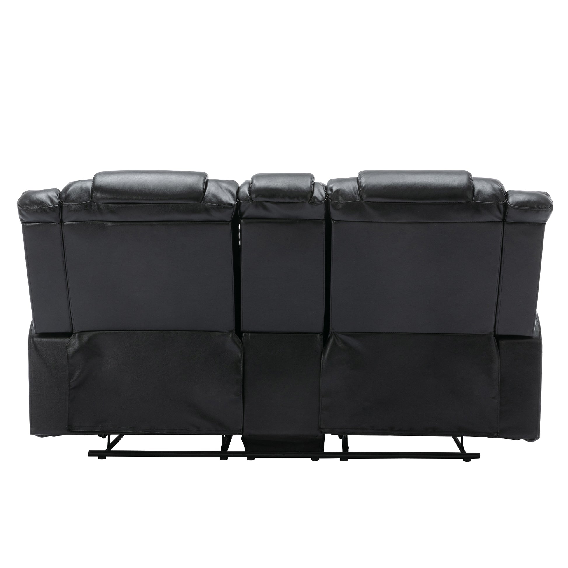 2 Seater Home Theater Recliner Manual Recliner Chair With A Storage Box And Two Cup Holders For Living Room,Bedroom, Black Old Sku:Pp302954Aab Black Foam Pu Leather