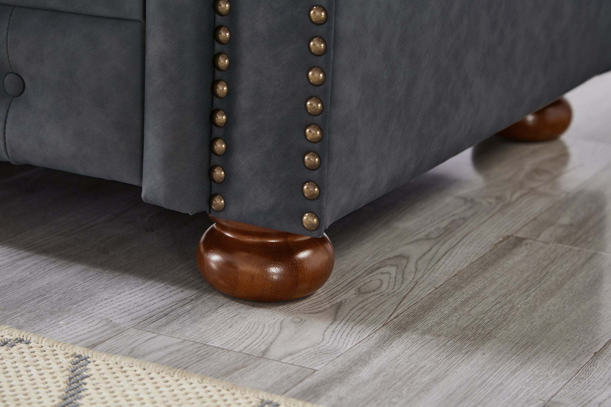 Classic Chesterfield Sofa Chair For Living Room Grey Faux Leather Grey Foam Technical Leather 1 Seat