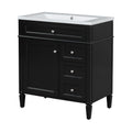 30'' Bathroom Vanity With Top Sink, Modern Bathroom Storage Cabinet With 2 Drawers And A Tip Out Drawer, Single Sink Bathroom Vanity Black Bathroom Solid Wood Mdf