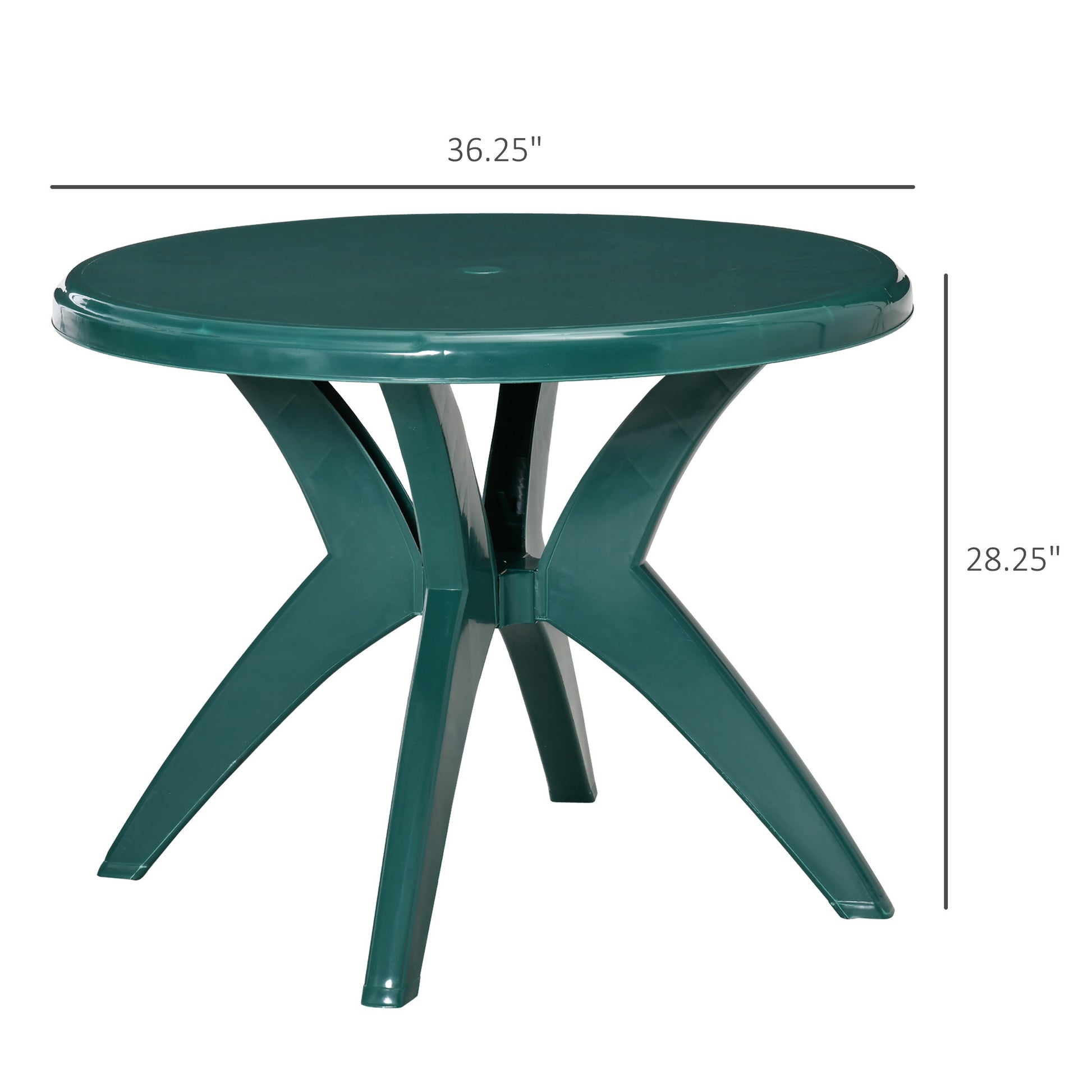 Outsunny 36.25" Dia Round Plastic Patio Table