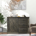 Homcom Farmhouse Sideboard Buffet Cabinet, Kitchen Cabinet Coffee Bar Cabinet With Sliding Barn Door And 3 Storage Drawers For Living Room, Dark Grey Dark Grey Particle Board