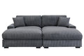 Modular Sectional Sofa,4 Seater Oversized Sectional Sofa, Corduroy Fabric With 2 Ottoman Bench And 2 Pillows, Modular Sectionals Sofa Couch For Living Room Gray Corduroy 4 Seat