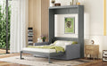 Queen Size Murphy Bed Wall Bed With Cushion,Gray Queen Gray Mdf Lvl