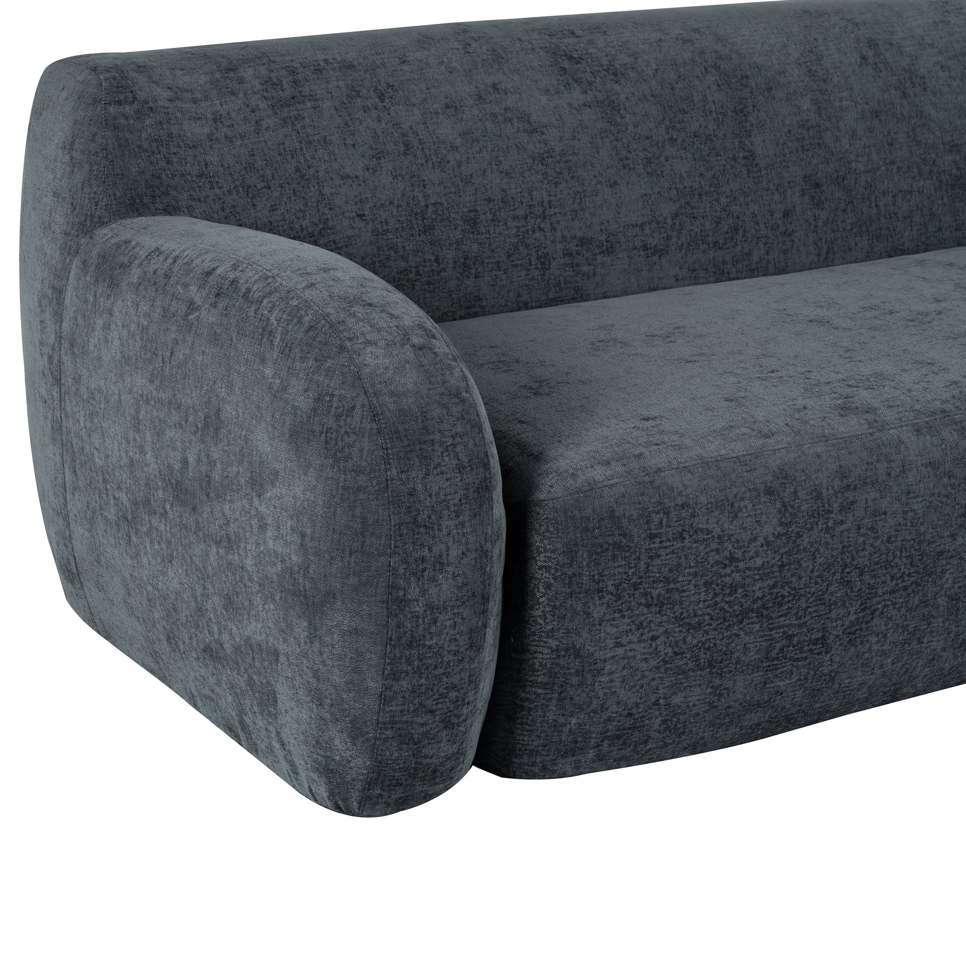81.5'' Minimalist Curved Upholstered Sofa, 3 Seat Modular Casual Sofa For Living Room, Bedroom, And Apartments Gray Polyester 3 Seat