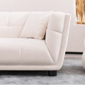 Wks13 Mid Century Modern Style: Simple White Sofa, Small Square Design, Velvet Fabric Texture Smooth, Retro Fashion, Solid Wood Feet, 2 People Design White Retro Fabric 2 Seat