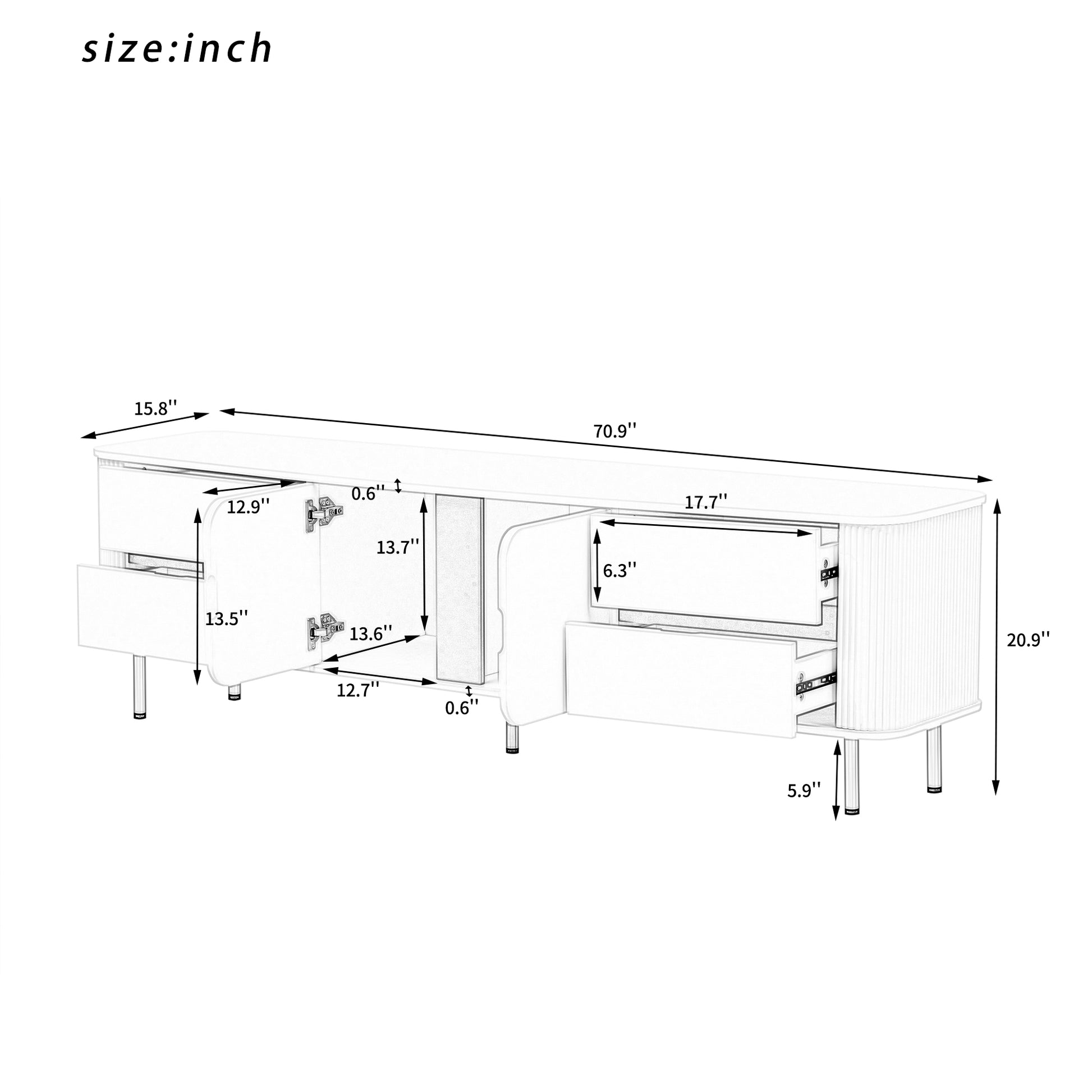 Tv Stand For Tvs Up To 80 Inches, Modern Entertainment Center Media Console With 4 Drawers And 1 Spacious Cabinet For Living Room, Black Black 70 79 Inches Mdf