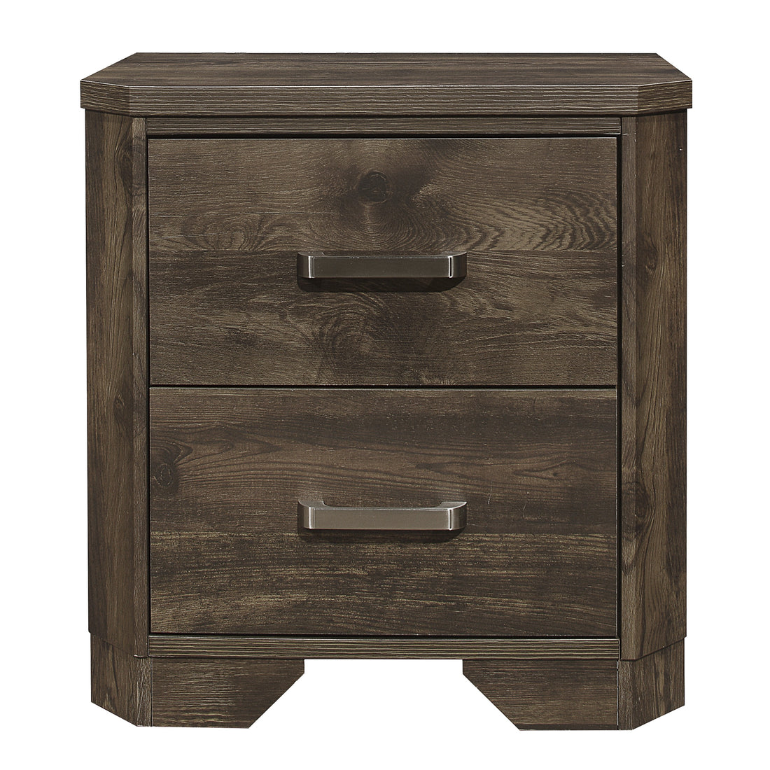 Rustic Brown Finish Nightstand With Storage Drawers Clipped Corners Transitional Style Wooden Bedroom Furniture 1Pc Bedside Table Brown 2 Drawers Bedside Cabinet Bedroom Transitional Wood