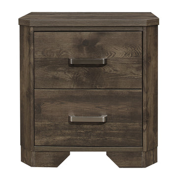 Rustic Brown Finish Nightstand With Storage Drawers Clipped Corners Transitional Style Wooden Bedroom Furniture 1Pc Bedside Table Brown 2 Drawers Bedside Cabinet Bedroom Transitional Wood