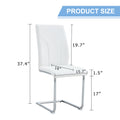 Set Of 2 Dining Chairs, White Dining Chair Set, Pu Material High Backrest Seats And Sturdy Leg Chairs, Suitable For Restaurants, Kitchens, Living Rooms White Pu