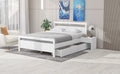 Queen Size Wooden Platform Bed With 2 Storage Drawers And 2 Bedside Tables, White Queen White Pine