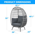 Large Outdoor Egg Chair, Indoor Patio Wicker Basket Chair With Cushion, Rattan Egg Chairs For Bedroom, Outside, Balcony,Grey Grey Pe Rattan Iron