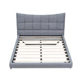 Full Size Upholstered Platform Bed With Led Lights,Usb Ports And Outlets,Linen Fabric,Gray Full Gray Wood Metal
