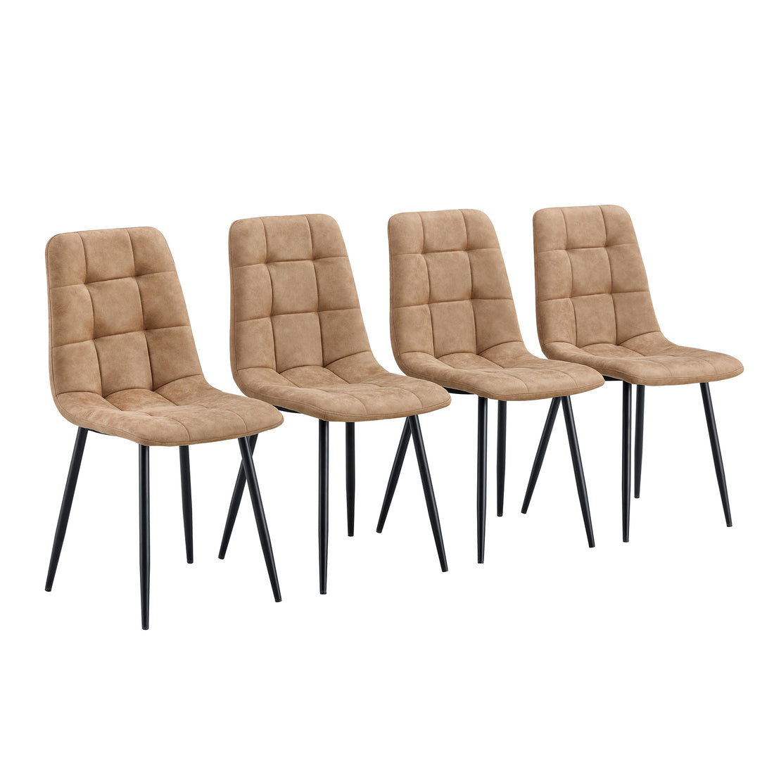 Modern Style Dining Chair Mid Century Modern Chair, Shell Lounge Upholstered Chair With Metal Legs For Kitchen, Dining, Bedroom, Living Room Side Chairs Set Of 4 Brown Brown Black Farmhouse,Mid Century Modern,Modern Fabric Metal