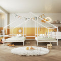 Metal Double Twin Size Triangular House Beds With Built In Table, White Box Spring Not Required Twin White Metal Metal