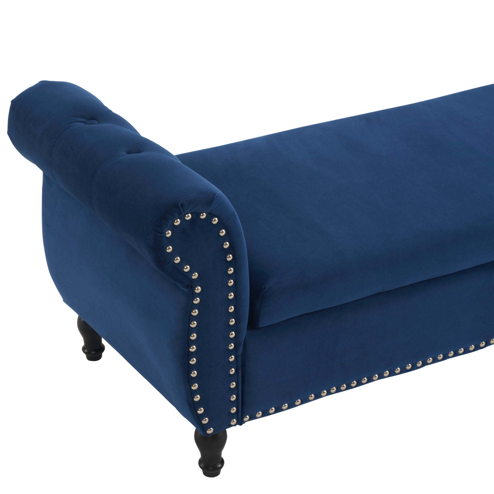 Velvet Multifunctional Storage Rectangular Ottoman Bench With 1 Pillow, Navy Blue Antique Navy Blue Polyester Wood Solid Beige Pine Flip Top Polyester With Storage Velvet