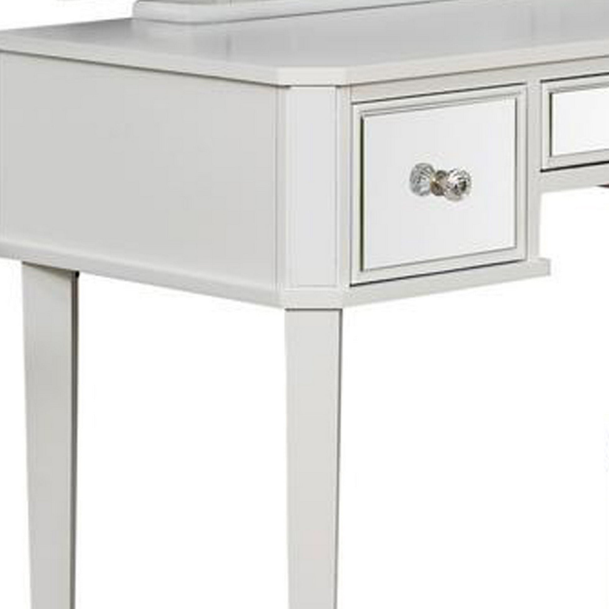 Clarisse Contemporary Vanity With Stool, White White Wood