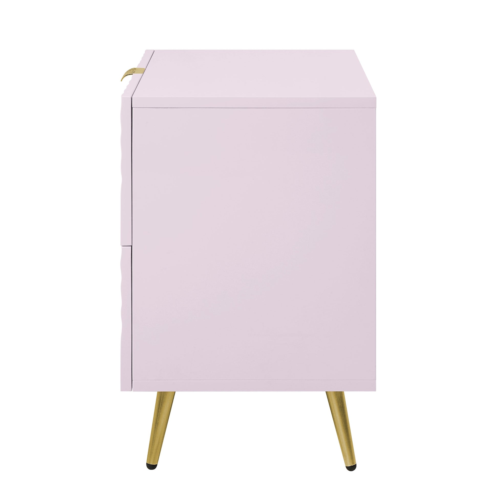 Pink High Gloss 2 Drawer Nightstand Pink 2 Drawers Bedroom Rectangle Drawers Wood Metal