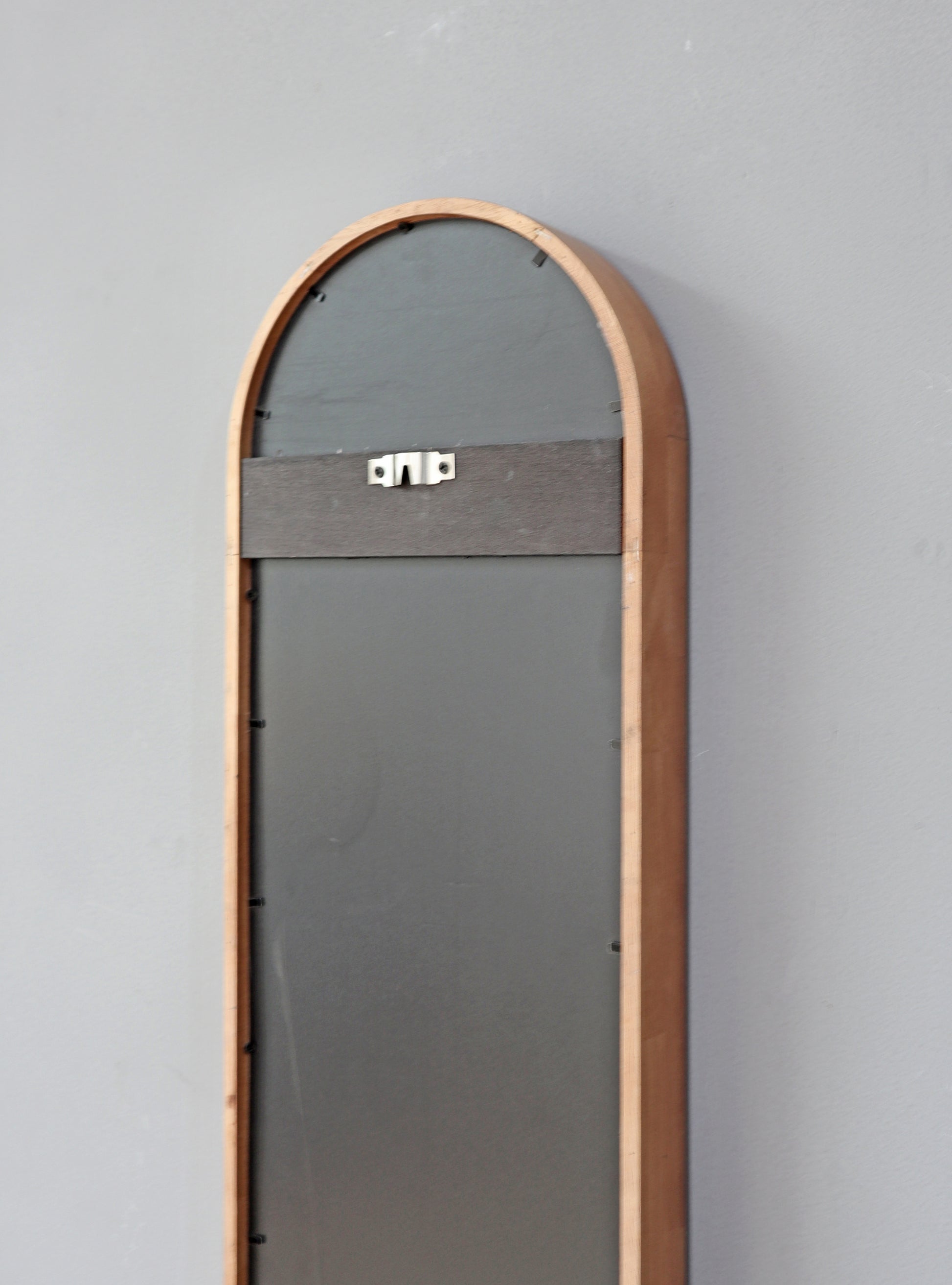 9.5X2X47.2" Decorative Rubber Frame Mirror With Elongated Oval Frame, Brown Brown Wood