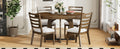 5 Piece Retro Rustic Functional Dining Set Unique Geometric Design, 1 Extendable Table With A 16 Inch Leaf And 4 Upholstered Chairs Ideal For Dining Room And Kitchen Walnut Walnut Solid Wood Mdf