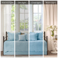 6 Piece Reversible Soped Edge Daybed Cover Set Blue Daybed Blue Polyester
