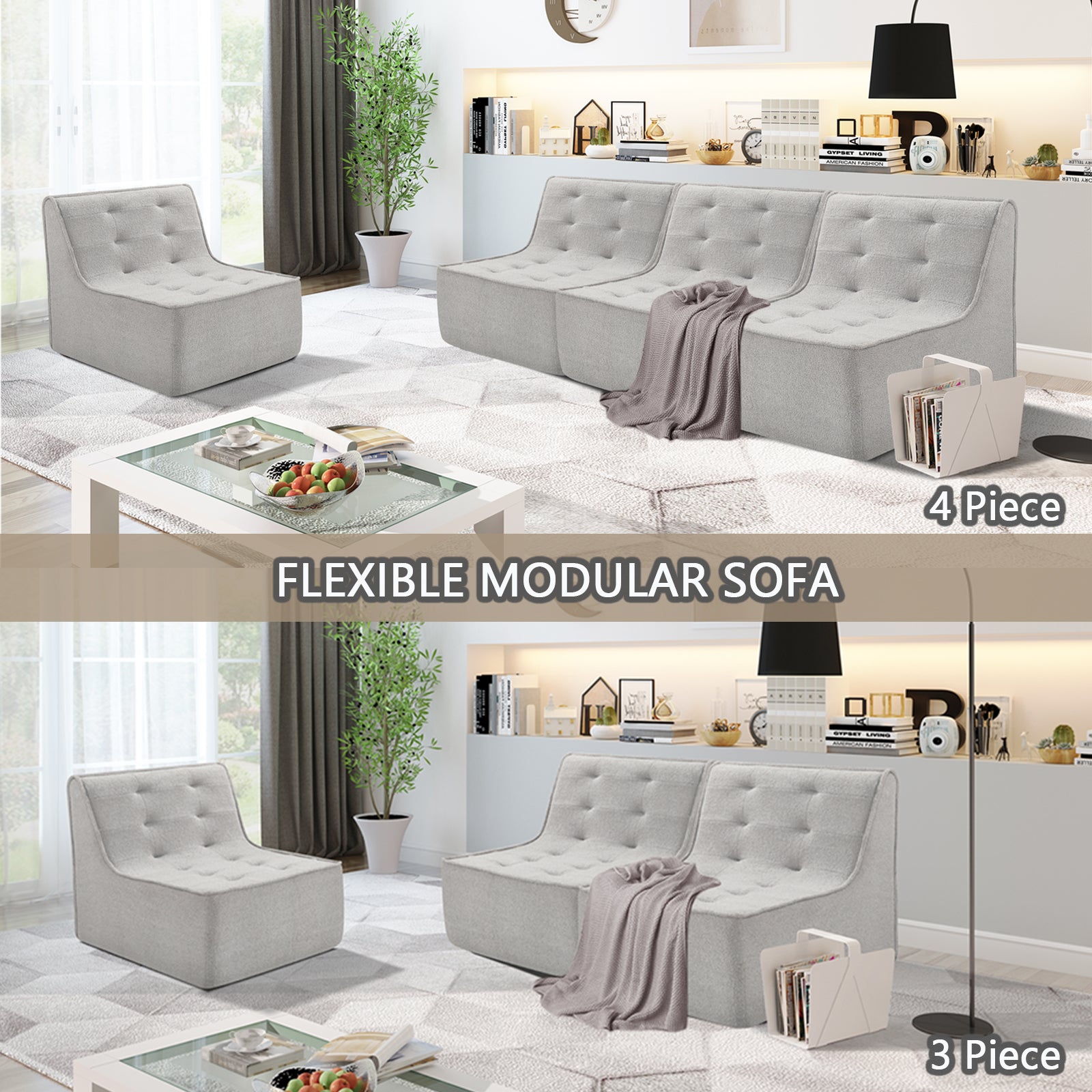 Fireside Chair, Lazy Floor Sofa Couch, Teddy Velvet Bean Bag Chair, Tatami Sofa With High Resilience Foam For Living Room, Bedroom, Office Salon, Gray Gray Soft Foam Foam,Teddy