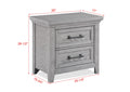 Light Gray Finish 1Pc Two Drawers Nightstand Wooden Bedroom Furniture Metal Pull Furniture Light Gray 2 Drawers Bedroom Bedside Cabinet Transitional Wood