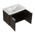 30 Inch Bathroom Vanity With Resin Sink,Soft Close Doors,Float Mounting Design Silver Brown Stripe Bathroom Modern Plywood Plywood