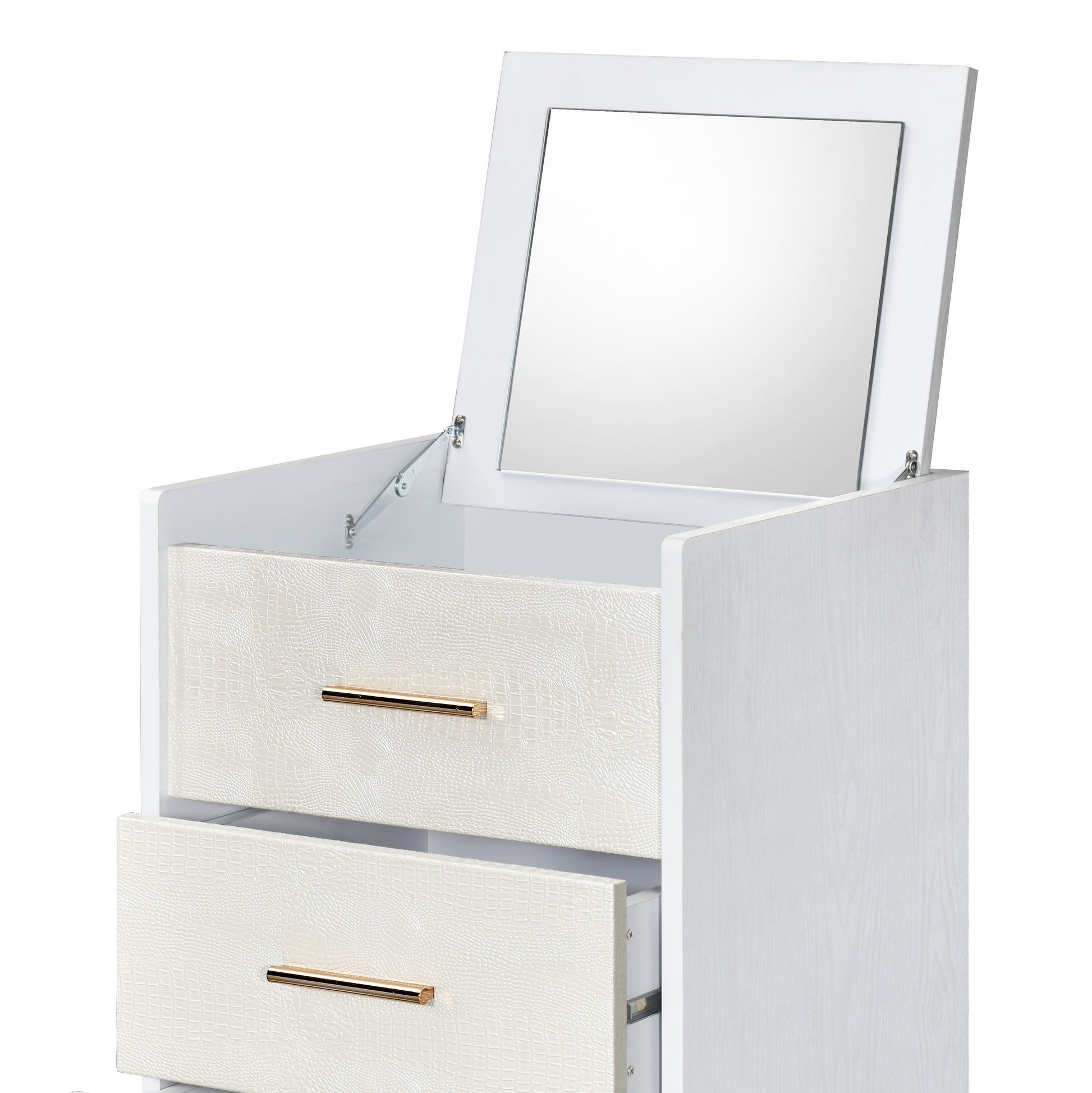 White, Champagne And Gold 4 Drawer Jewelry Armoire With Lift Top White Gold Bedroom Wood Glass