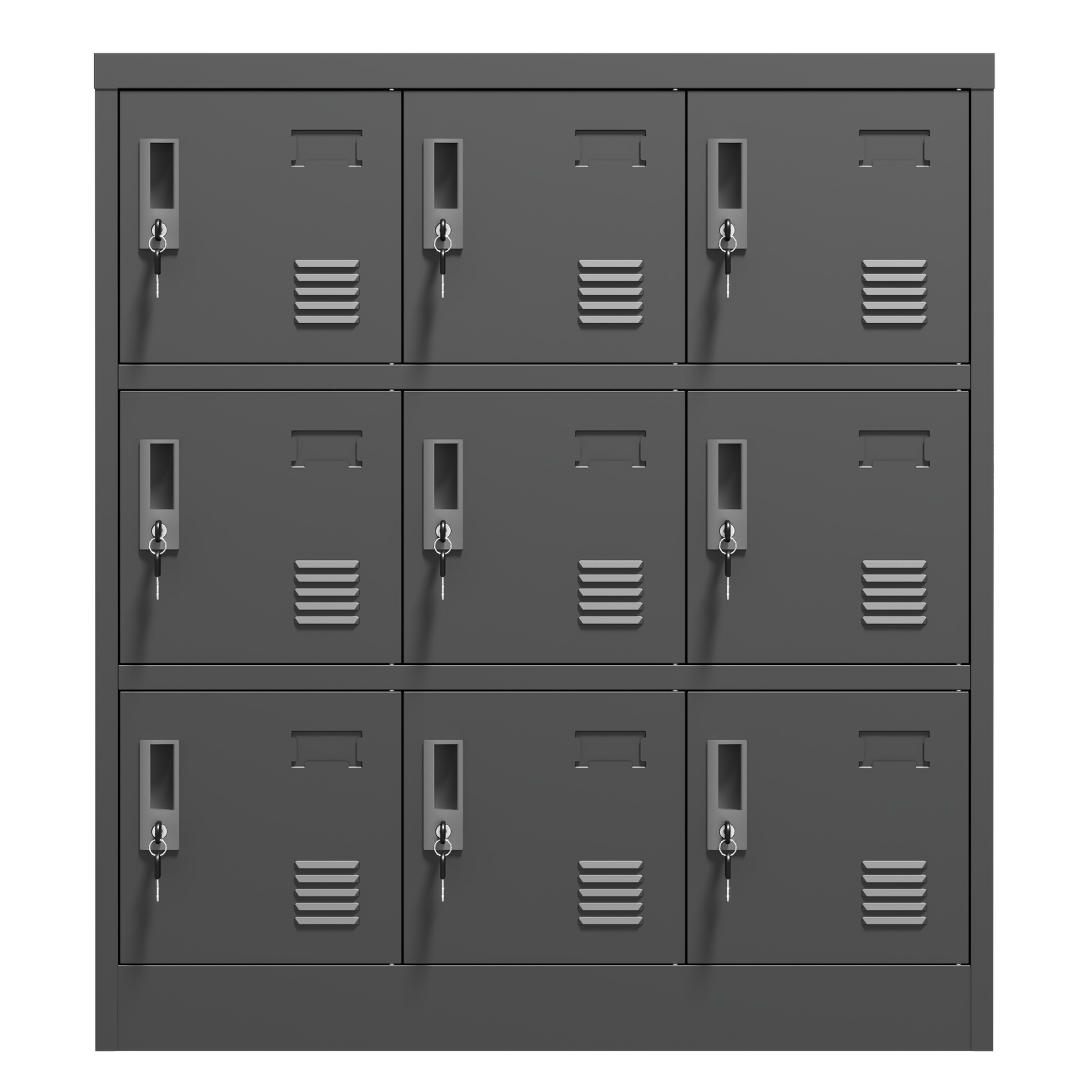 9 Door Employee Storage Locker, Metal Lockers For Office, Gym, School, And Homewith Card Slot Black Freestanding 5 Or More Spaces Powder Coated Black Gym Door Locks Modern Metal Metal