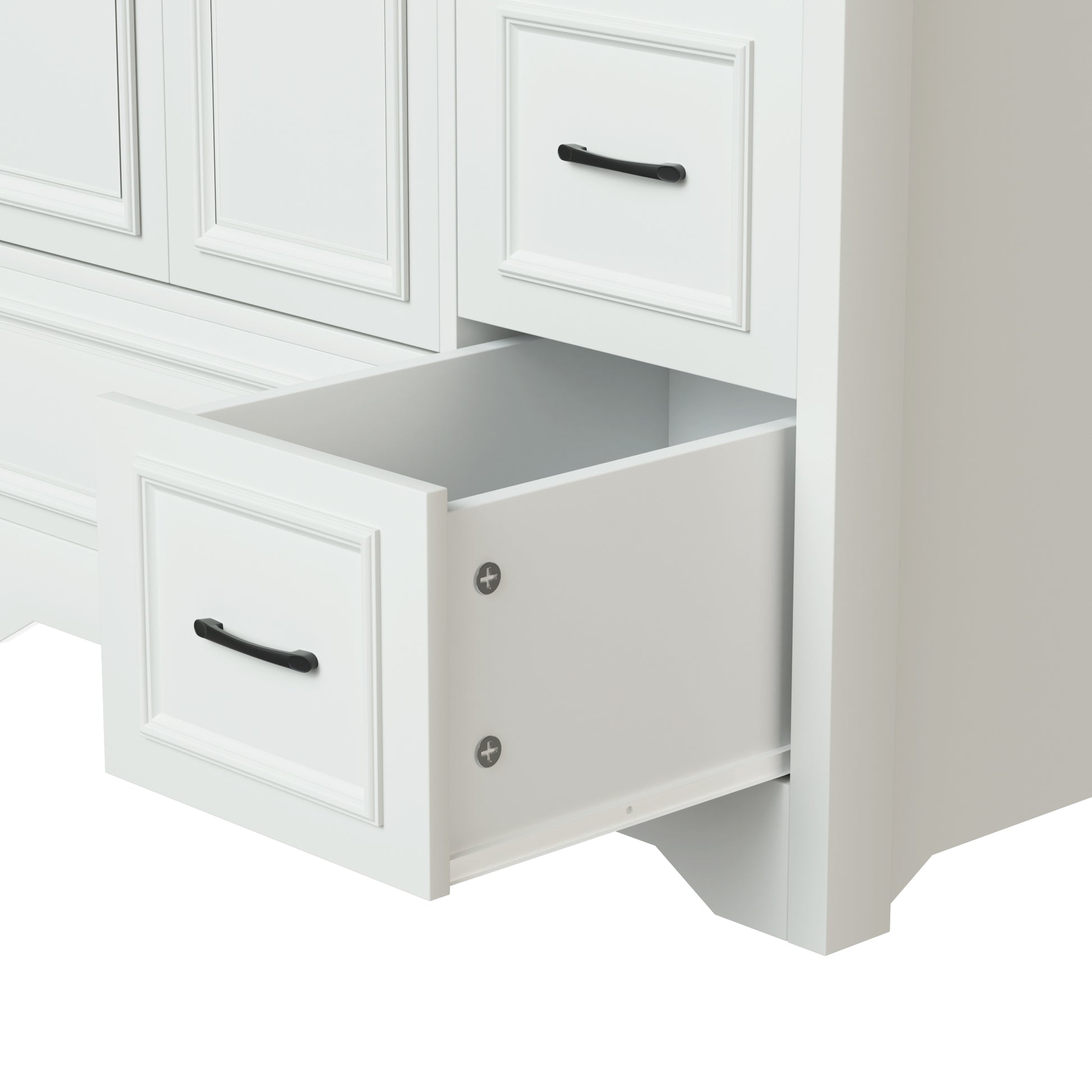 36'' Bathroom Vanities With Single Sink, Modern Under Mount Bathroom Sink Cabinet With 2 Closing Doors & 4 Drawers. White, 35.8''W X 19.7''D X 35.4''H. White Particle Board Mdf