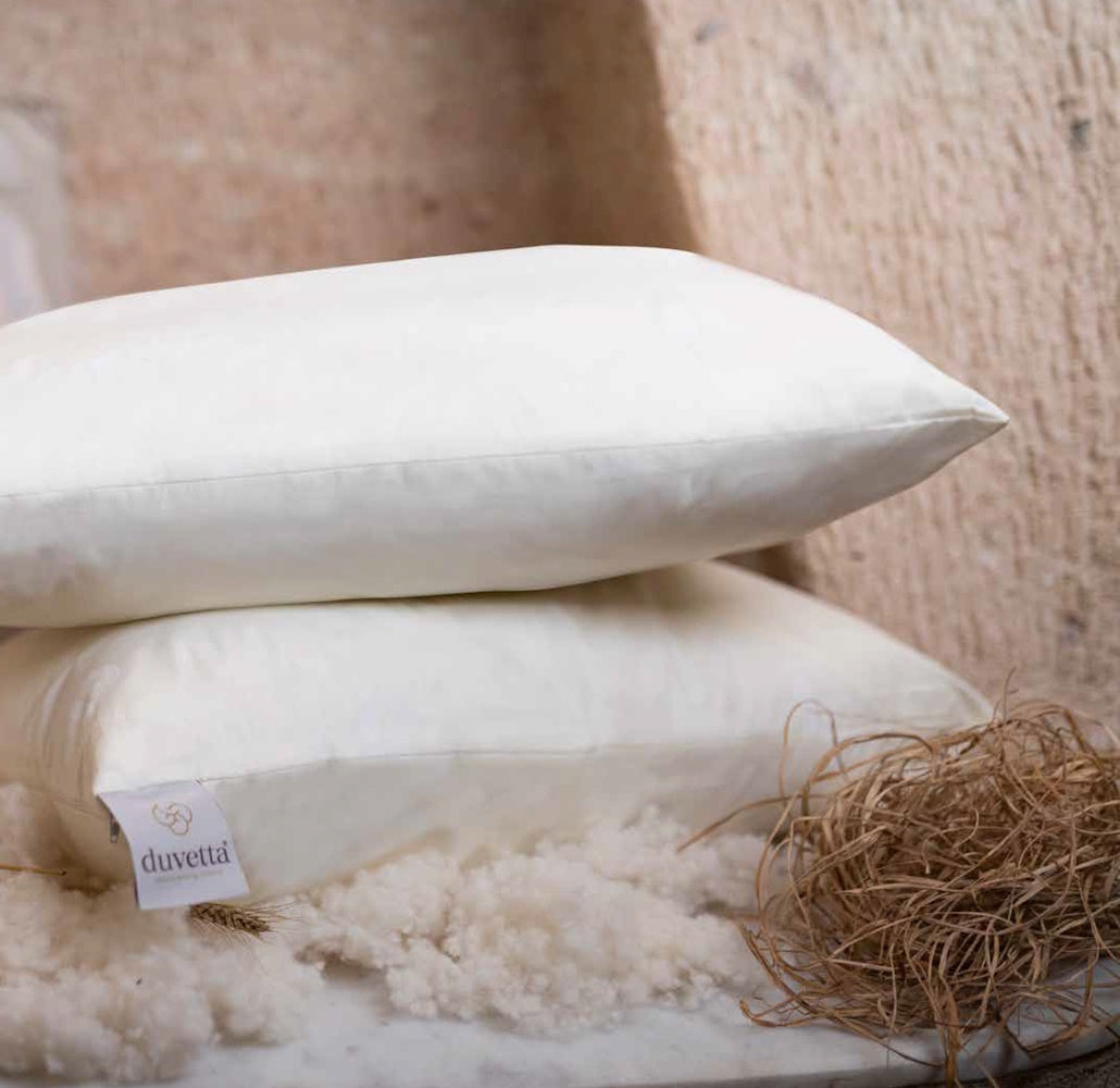 Wooly Pillow For Bedrooms, Wool Fill Comfortable Pillow White Contemporary Wool Wool