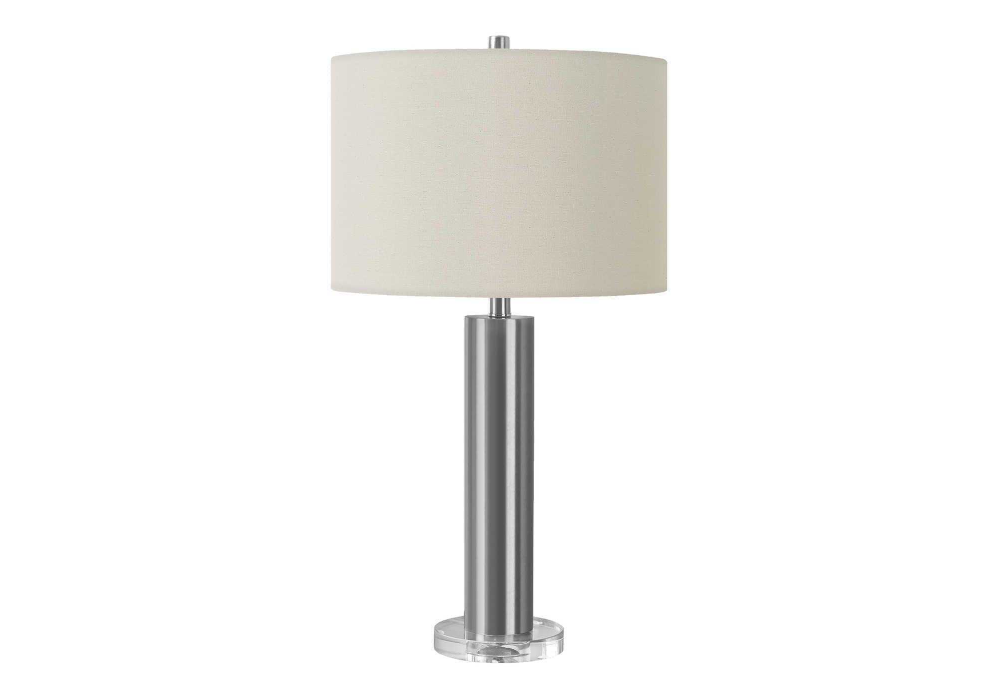 Lighting, 28"H, Table Lamp, Nickel Metal, Ivory Cream Shade, Contemporary Silver Acrylic