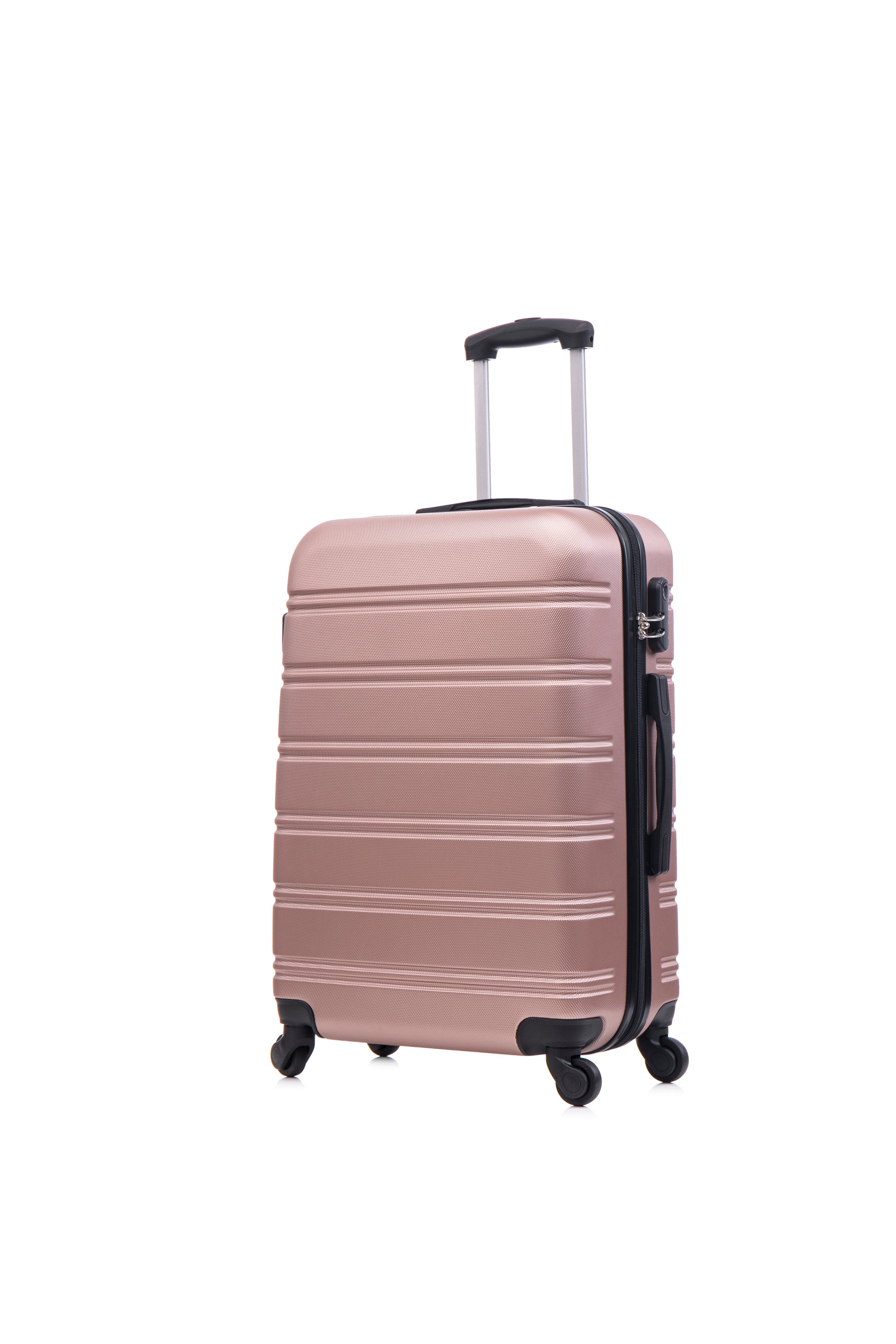 Luggage Universal Wheel Hard Shell Lightweight Password Lock Family Set Rose Gold, 3 Piece Set 20 Inches 24 Inches 28 Inches Rose Gold Abs