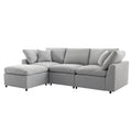 Down Filled Upholstery Convertible Sectional Sofa, L Shaped Couch With Reversible Chaise Light Gray Polyester 4 Seat