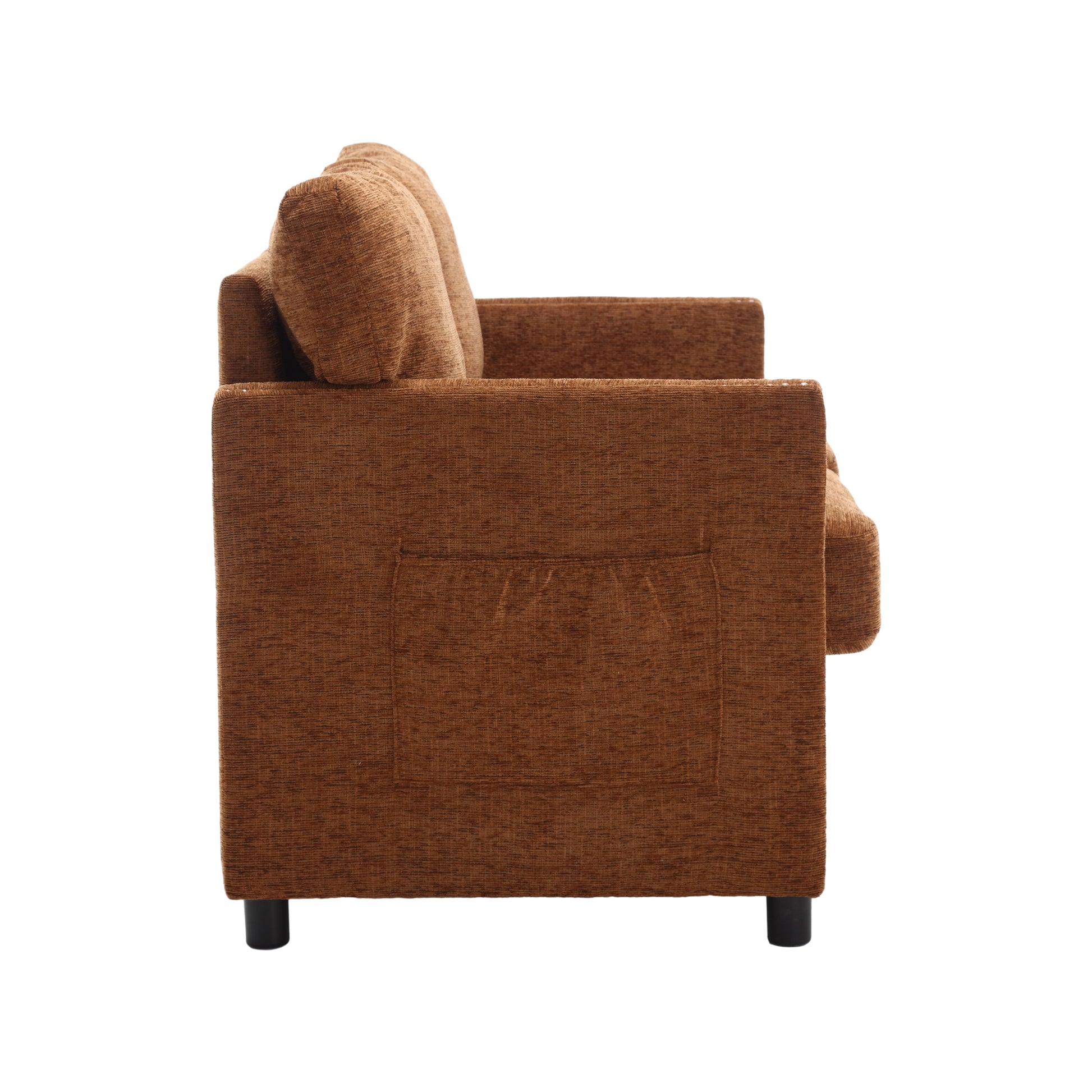 United Modern Chenille Fabric Loveseat, 2 Seat Upholstered Loveseat Sofa Modern Couch Brown Chenille 2 Seat