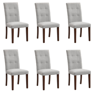 Linen Tufted Dining Room Chairs Set Of 6, Accent Diner Chairs Upholstered Fabric Side Stylish Kitchen Chairs With Solid Wood Legs And Padded Seat Gray Gray Espresso American Design,Classic,Mid Century Modern Wood Fabric