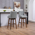 Coolmore Bar Stools Set Of 2 Counter Height Chairs With Footrest For Kitchen, Dining Room And 360 Degree Solid Wood Legs Swivel Bar Stools Set Of 2 Gray Linen Gray Foam Linen