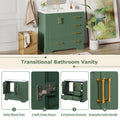 36 Inch Traditional Bathroom Vanity With Resin Sink Combo Set, Green Bathroom Cabinet With Two Doors And Four Drawers Green Bathroom Solid Wood Mdf Resin