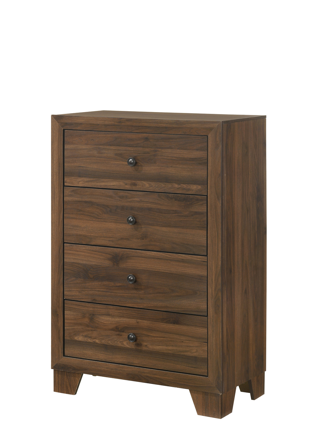 1Pc Contemporary 4 Drawer Tall Chest With Metal Hardware Rustic Brown Cherry Finish Bedroom Furniture Cherry Brown Bedroom Contemporary Wood