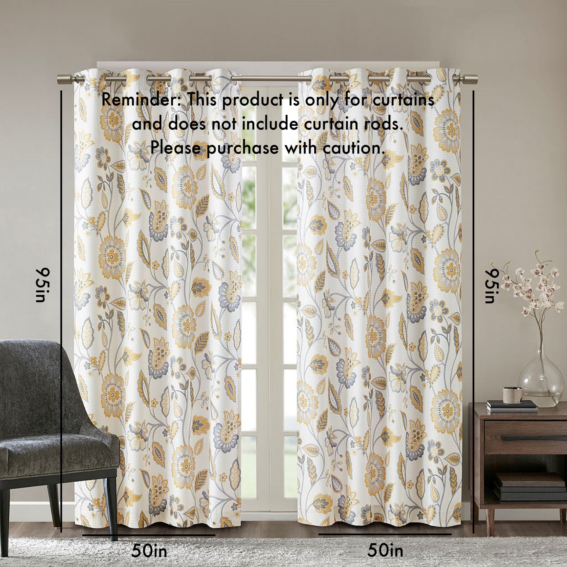 Jacquard Printed Room Darkening Curtain Panel Only 1 Pc Panel Multicolor Polyester