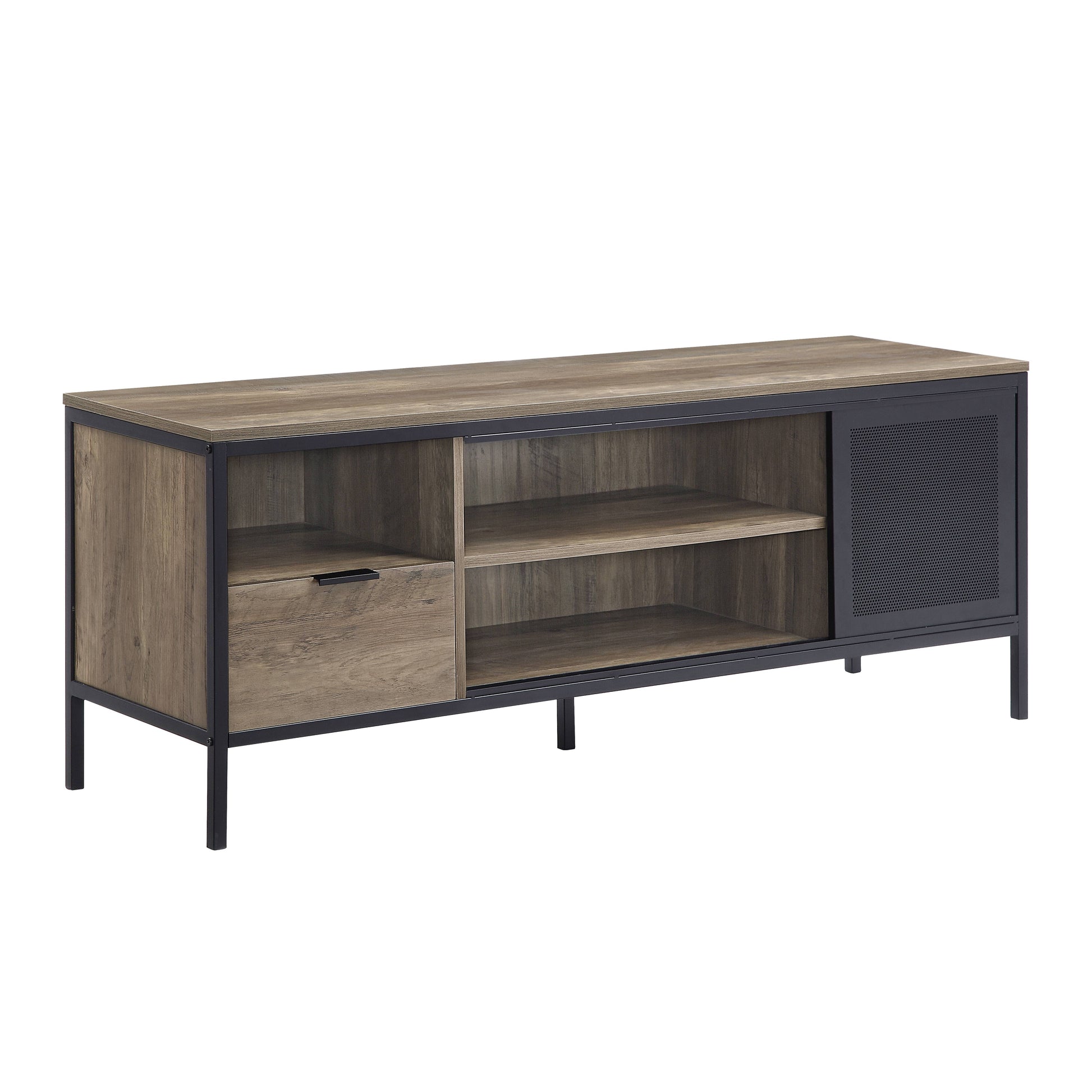 Rustic Oak And Black 1 Drawer Tv Stand Rustic Primary Living Space 50 Inches 50 59 Inches Wood Metal