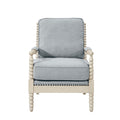 Accent Arm Chair Ivory Grey Wood Fabric