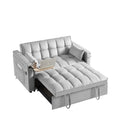 Convertible Sofa Bed, 3 In 1 Multi Functional Velvet Sleeper Couch Pull Out Bed, 48'' Loveseat Chaise Lounge With Adjustable Backrest And Pillows, Hidden Side Table For Living Room, Small Space, Grey Grey Velvet 2 Seat