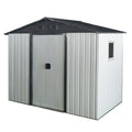 8Ft X 4Ft Outdoor Metal Storage Shed With Window And Metal Foundation For Backyard, Patio, Lawn White And Black White Black Metal